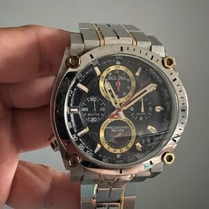 Bulova Chronograph with Black and Gold Details